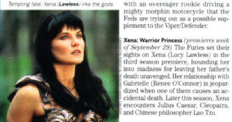TV Guide Scan of Lucy Lawless as Xena
